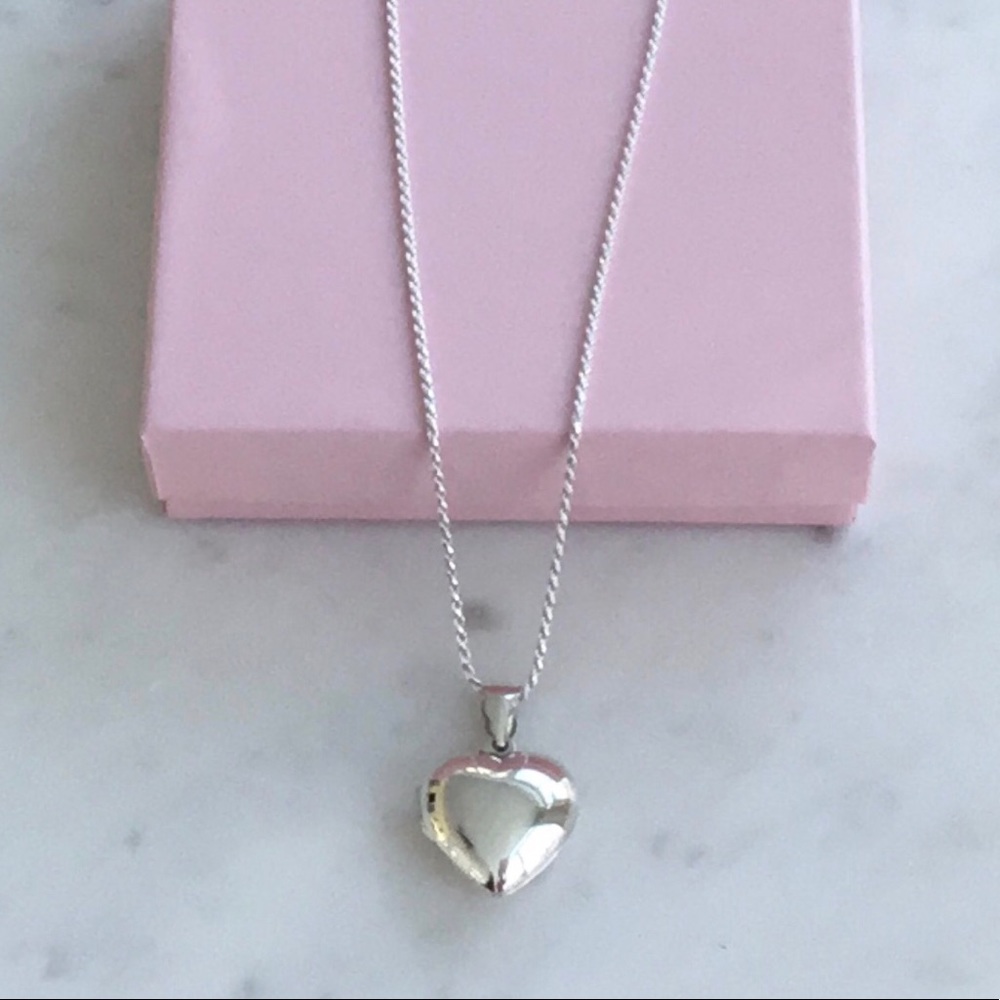 Sale $46 Firm! .925 Sterling Silver Puffed Heart Locket Necklace - Picture 6 of 16
